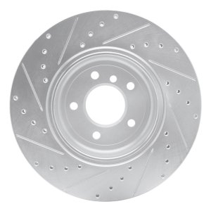 BMW 650I Brake Rotor (1) - Rear Right - R1 Concepts - Drilled & Slotted - Silver - `04-`10